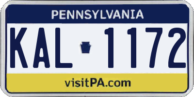 PA license plate KAL1172