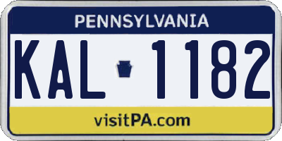PA license plate KAL1182