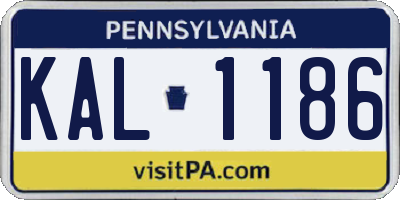 PA license plate KAL1186