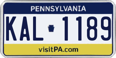 PA license plate KAL1189