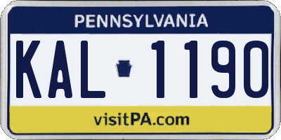 PA license plate KAL1190