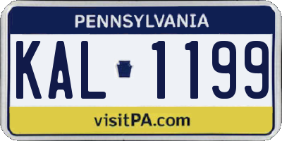PA license plate KAL1199
