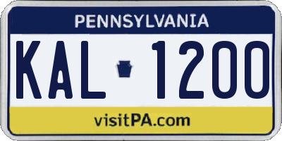 PA license plate KAL1200
