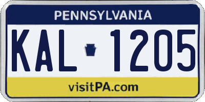 PA license plate KAL1205