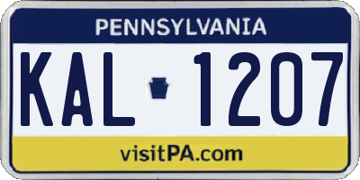 PA license plate KAL1207