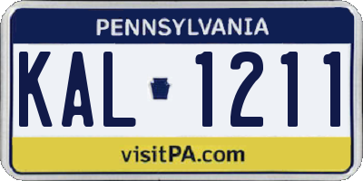 PA license plate KAL1211