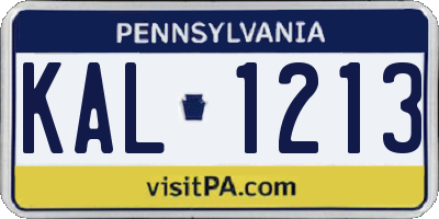PA license plate KAL1213