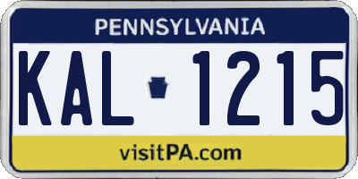 PA license plate KAL1215