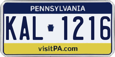 PA license plate KAL1216
