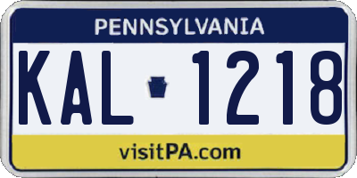 PA license plate KAL1218