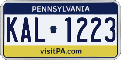 PA license plate KAL1223