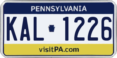PA license plate KAL1226