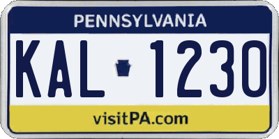 PA license plate KAL1230