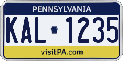 PA license plate KAL1235