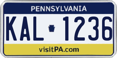 PA license plate KAL1236