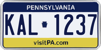 PA license plate KAL1237