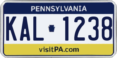 PA license plate KAL1238