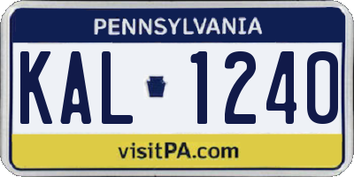 PA license plate KAL1240