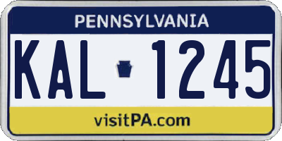 PA license plate KAL1245