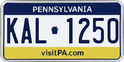 PA license plate KAL1250