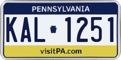 PA license plate KAL1251