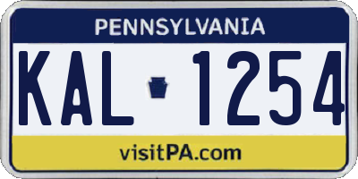 PA license plate KAL1254