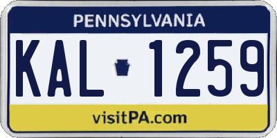 PA license plate KAL1259