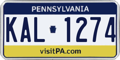 PA license plate KAL1274