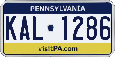 PA license plate KAL1286