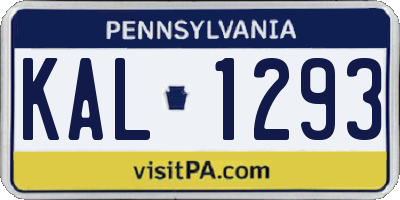 PA license plate KAL1293