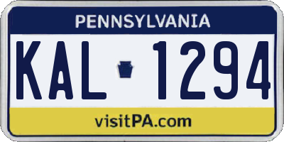 PA license plate KAL1294