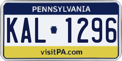 PA license plate KAL1296
