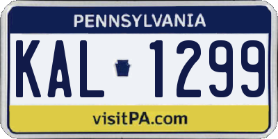 PA license plate KAL1299