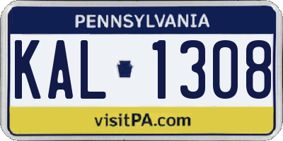 PA license plate KAL1308