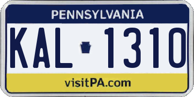 PA license plate KAL1310