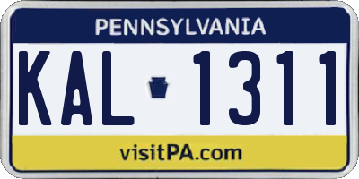PA license plate KAL1311