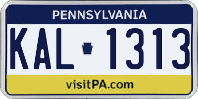 PA license plate KAL1313