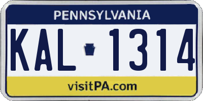 PA license plate KAL1314