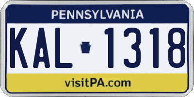 PA license plate KAL1318