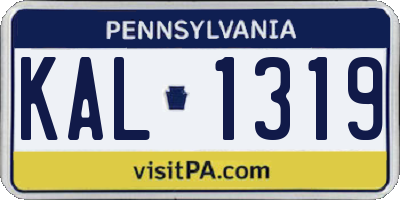 PA license plate KAL1319