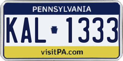 PA license plate KAL1333