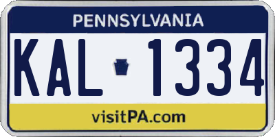 PA license plate KAL1334