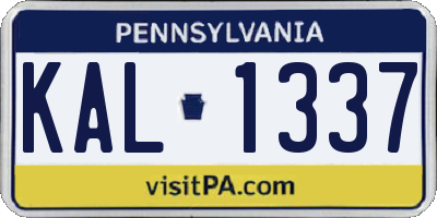 PA license plate KAL1337