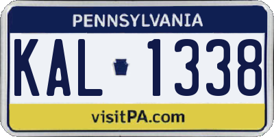 PA license plate KAL1338