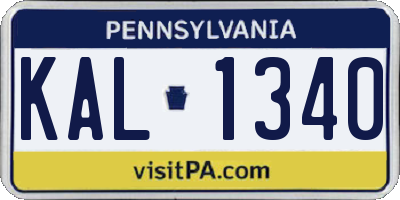PA license plate KAL1340