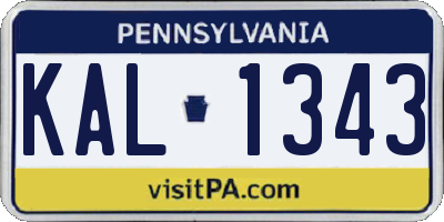 PA license plate KAL1343