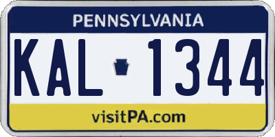 PA license plate KAL1344
