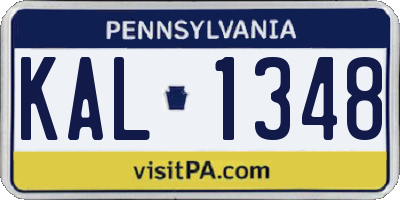 PA license plate KAL1348