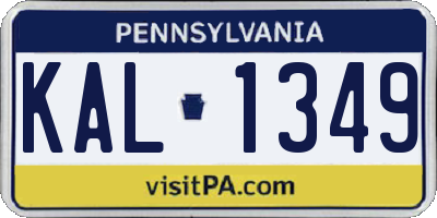 PA license plate KAL1349