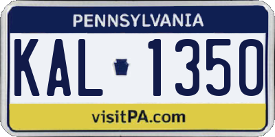 PA license plate KAL1350